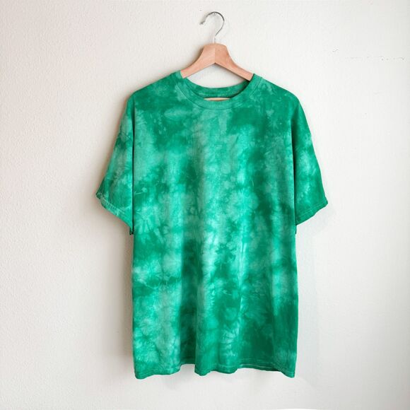 New Green Tie Dye Short Sleeve T Shirt Size XL Crewneck Casual Comfy Gildan Tee - Picture 1 of 5